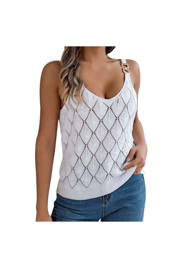 Women's Round R Neck Sleeveless Knitted Slim Fit Casual Open Navel Vest Cute Short Sleeve Tops for Women Womens Summer Blouses Women's Clothes