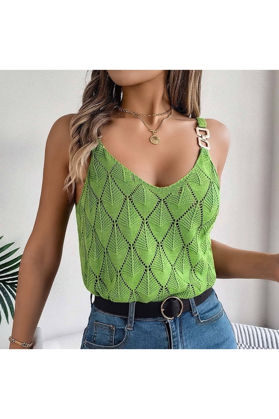 Women's Round R Neck Sleeveless Knitted Slim Fit Casual Open Navel Vest Women Short Sleeve Tops Women Summer Outfits Shirt Women