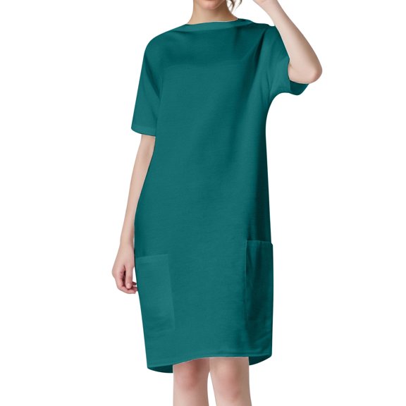 SHITINN Women's Short Sleeve Casual Pocket T Shirt Top Comfy Blend Tee for Daily Wear and Leisure Short Sleeve Tops T Shirts Women Summer Tops