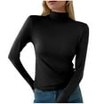 thumbnail image 1 of SHITINN Women's Slim Fit Turtleneck Top Long Sleeve Lightweight Double Faced Bottoming Shirt Women's Tops Women's Short Sleeve Tops Womens Summer Outfits, 1 of 4