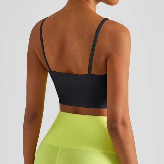 SHITINN Women's Slim Fit Yoga Top with Straps Sports Bra with Chest Pads for Running & Fitness Bandage Top for Women Muscle Shirt Womens Adjustable Strap Tops for Women Womens Swim Tops Long Top for