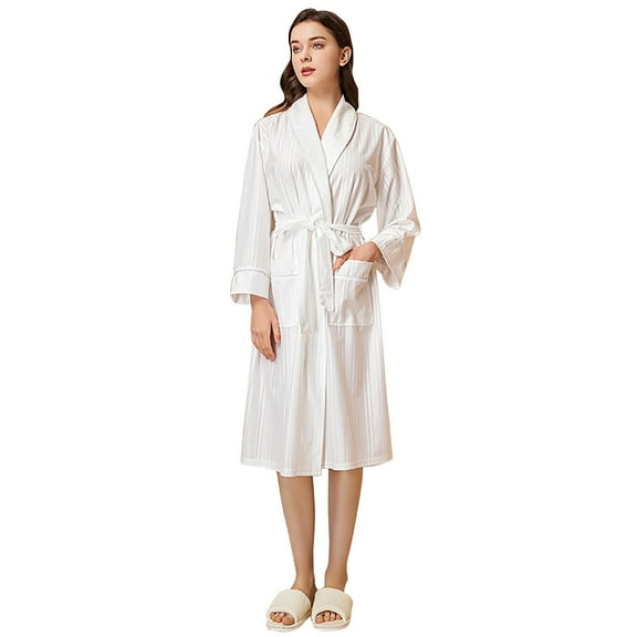 SHITINN Women's Solid Color Autumn Elegant Casual Thin Couple Bathrobe Medium Length Pajamas Bathrobe Pajamas Lightweight Ladies Robe with Pockets Robes for Women Long Hooded Bathrobes for Women