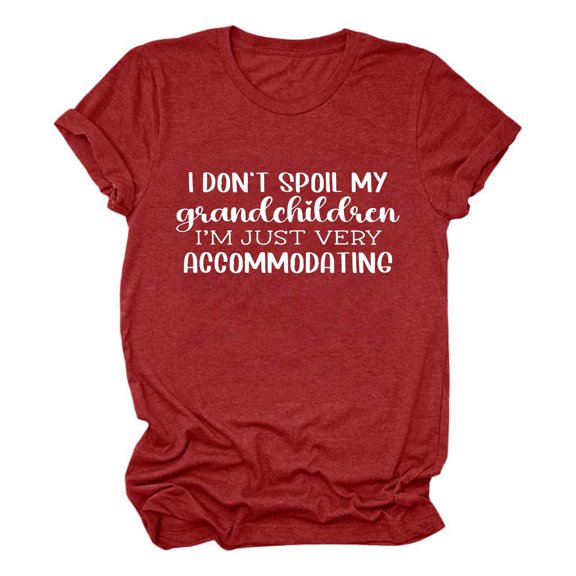 SHITINN Women's Solid Color Casual Fashion Letter Printed Round Neck Short Sleeved T Shirt Top Short Sleeve Womens Tops Womens Shirt Women Summer Top