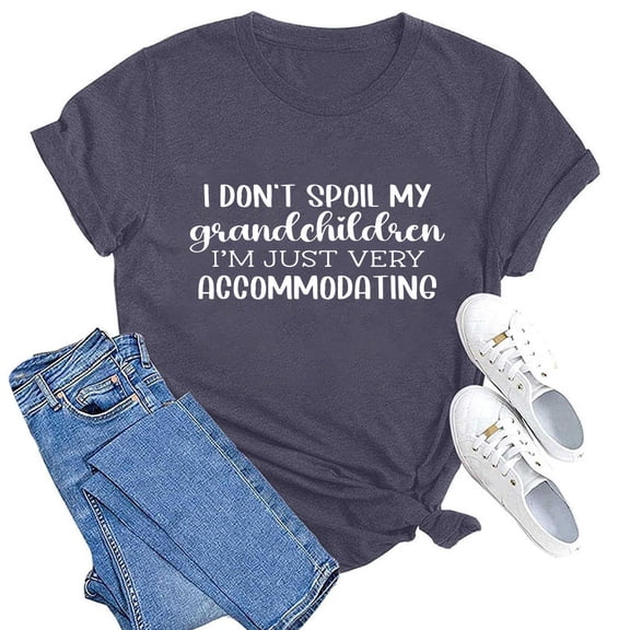 SHITINN Women's Solid Color Casual Fashion Letter Printed Round Neck Short Sleeved T Shirt Top Women's Short Sleeve Tops Women's T Shirts Summer Tops