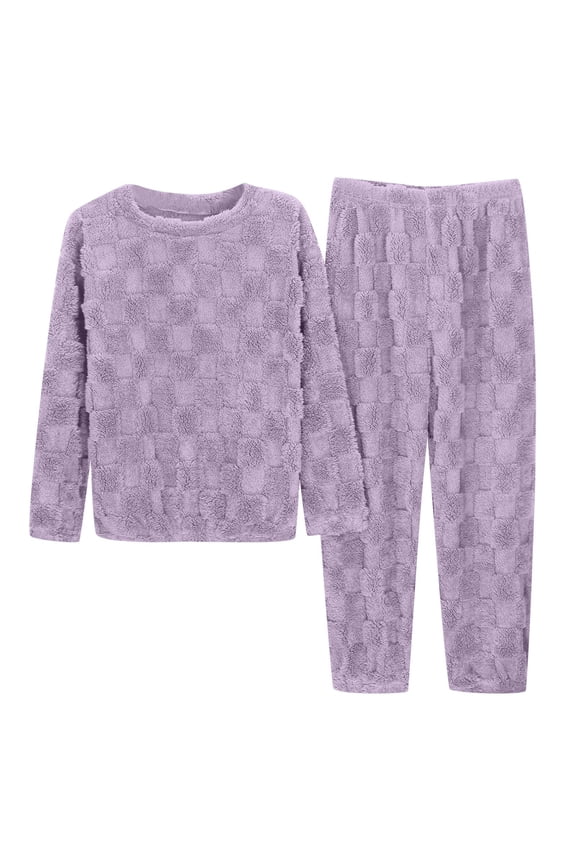 Women's Solid Color Jacquard Flannel Warm And Cozy Set Winter Thick Warm Home Clothes Flannel Pajamas Juniors Pajama Flannel Womens Pajamas Linen Pajamas Women Set Womens Shorts Pajamas Top
