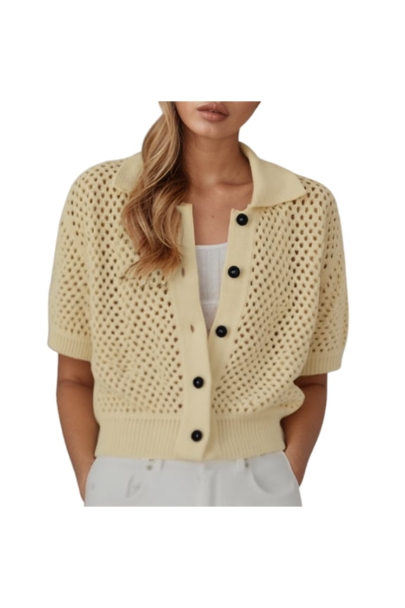 Women's Summer Ribbed Knit Cardigan Stylish and Casual for Everyday Wear Women Tshirts Women's Short Sleeve Tops Summer Fashion Women