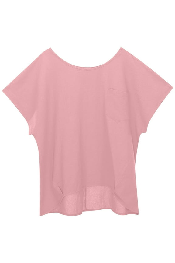 Women's T Shirts Pure Color Round Neck Linen Pocket Casual Loose Short Sleeve T Shirt for Women Everyday R Short Sleeve Womens Tops Womens Summer Tops Casual