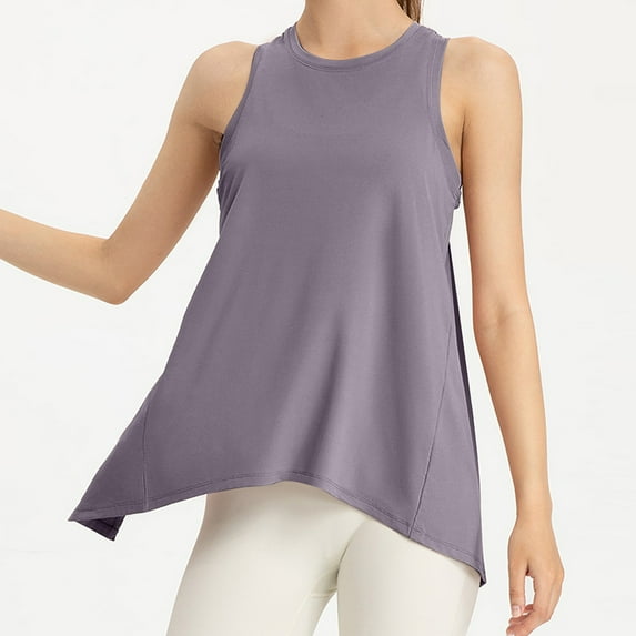 SHITINN Women's Tanks & for Daily Wear Sports and Yoga Round Neck Sleeveless Hollow Back Design for Comfort and Style Active Crop Tops for Women Long Camisole Women Muscle Shirt Women Fitted Muscle