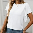 thumbnail image 1 of SHITINN Women's Textured Round Neck Flutter Sleeve T Shirt for Casual Wear Cute Short Sleeve Tops for Women Womens Basic Tops Summer Clothes, 1 of 7
