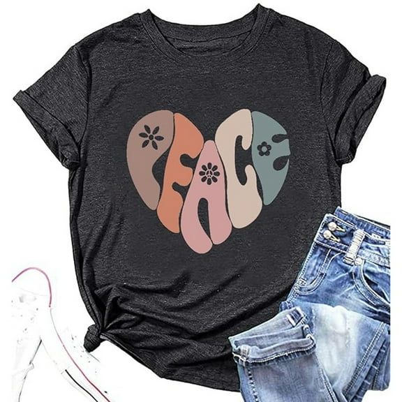 SHITINN Women's Tops Casual Loose Fit Letter Print Short Sleeve T Shirt for Women Trendy Fashion Top Womens Short Sleeve Tops Womens Tops Summer