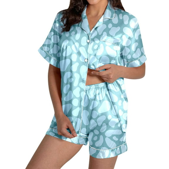 SHITINN Women's Two Piece Outfits For Women Short Sleeve V Neck Shorts Set Two Two Cute Fall Pajamas for Women plus Size Pajamas