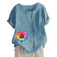 thumbnail image 1 of SHITINN Women's Vintage and Linen Print Short Sleeved Loose Casual T Shirt Top T Shirts for Women Womens Short Sleeve Blouses Shirts for Women Trendy, 1 of 5