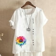 thumbnail image 1 of SHITINN Women's Vintage and Linen Print Short Sleeved Loose Casual T Shirt Top Tshirts Shirts for Women Women Short Sleeve Tops Clothes for Women, 1 of 4
