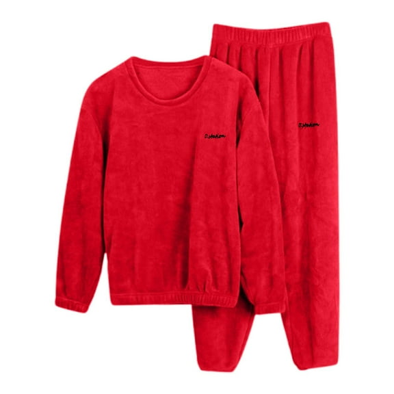 SHITINN Women's Winter Coral Pajama Set Long Sleeve Shirt And Warm Pantsuit Fashionable Loungewear Teenager Pajamas Womens Knit Pajamas Night Set Pajama Set for Women Bridal Pajamas for Bride Shorty