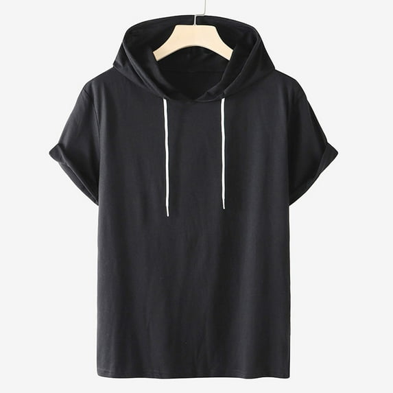 SHITINN Womens Basic Tops Summer Short Sleeve Sports Casual Solid Color Fashion Drawstring Hooded Pullover Sweatshi Short Sleeve Tops Summer Top