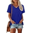thumbnail image 1 of SHITINN Womens Basic Tops Womens T Shirts Short Sleeve V Neck Tops with Pockets Summer Fashion Trendy Soft Casual C Short Sleeve Tunic Tops for Women Womens Summer T Shirts, 1 of 4