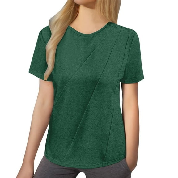 SHITINN Womens Casual Fashion Solid Color Crew Neck Short Sleeve Pullover T Shirt Short Sleeve Tunic Tops for Women Women Tops Casual Women Summer Outfits