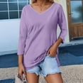 thumbnail image 1 of SHITINN Womens Clothing Women's Solid Color V Neck Regular Fit 3/4 Sleeve T Shirt Top for Casual Wear Womens Short Sleeve Tops Trendy Tops for Women 2025, 1 of 3