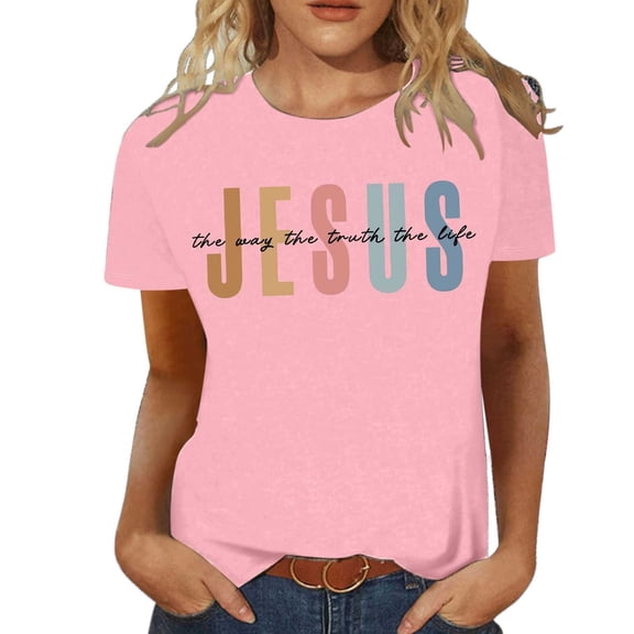 SHITINN Womens Clothing Womens Fashion Casual Printing Shirts Round Neck Short Sleeve Tee Tops Tunic Blouse Short Sleeve Shirts for Women Summer Shirts