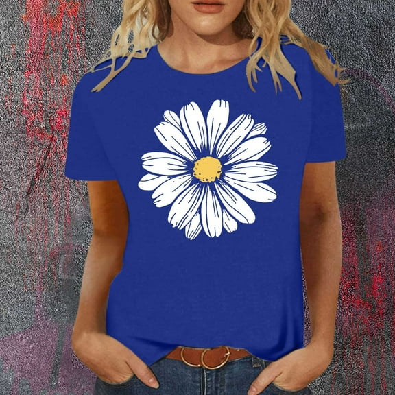 SHITINN Womens Fashion Casual Printing Shirts Round Neck Short Sleeve Tee Tops Tunic Blouse Womens Basic Tops Women Short Sleeve Tops Women Summer Outfits