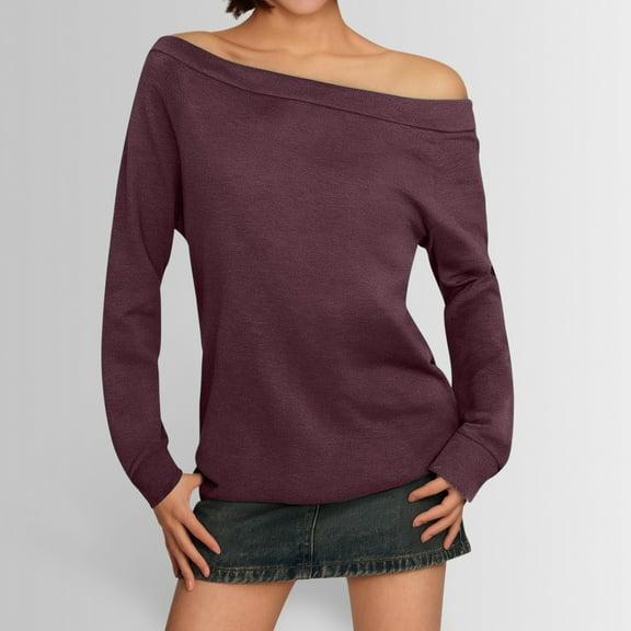 SHITINN Womens Off The Shoulder Tops Summer Casual Long Sleeve T Shirts Blouse Cute Short Sleeve Tops for Women Women's Tops Summer Tops for Women