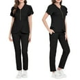 thumbnail image 1 of SHITINN Womens Scrubs Casual Nursing Uniforms Black Scrub Pants for Women Set Cozy Fit Nurse Sweatshirt Pants Set, 1 of 3