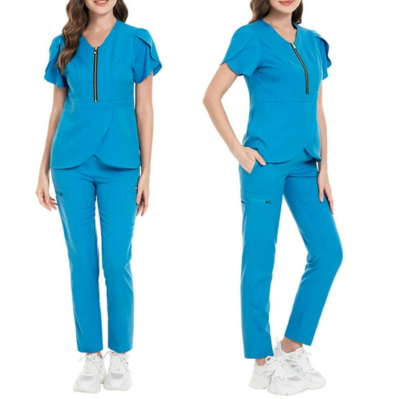 SHITINN Womens Scrubs Nursing Working Uniform Set Suit Blue Women Scrub Pants Cozy Fit Nursing Scrubs Set