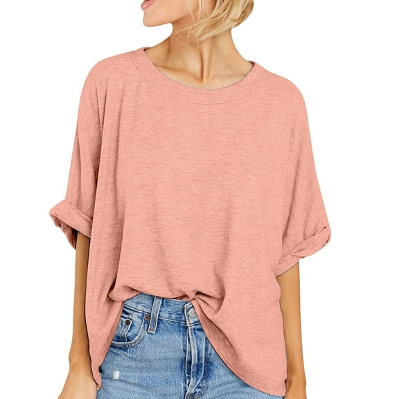 SHITINN Womens Short Sleeve Oversized Tops Summer Crew Neck Loose Casual Tee T Shirt Casual T Shi Short Sleeve Blouses for Women Womens Summer Tops Shirt Women