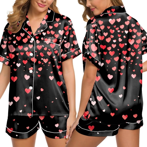 SHITINN Womens Silk Satin Pajamas Set Two Piece Pj Sets Sleepwear Loungewear Button Down Pj Sets Bride Getting Ready Button up Shirt Pajama Pants Petite Lace Pajama Set for Women