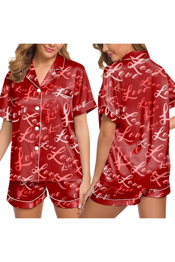 Womens Silk Satin Pajamas Set Two Piece Pj Sets Sleepwear Loungewear Button Down Pj Sets Bride Getting Ready Button up Shirt Pajama Pants Petite Lace Pajama Set for Women