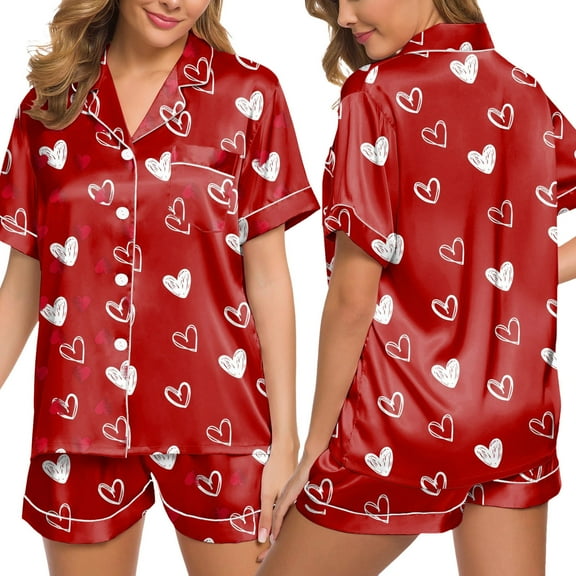 SHITINN Womens Silk Satin Pajamas Set Two Piece Pj Sets Sleepwear Loungewear Button Down Pj Sets Camisole And Shorts Pajamas Pajamas Set Womens Pajamas