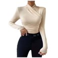 thumbnail image 1 of SHITINN Womens Slim Fitted Deep V Neck Wrap Top Long Sleeve T Shirts Short Sleeve Womens Tops Blouse for Women Tops for Women Trendy Summer, 1 of 8