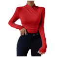 thumbnail image 1 of SHITINN Womens Slim Fitted Deep V Neck Wrap Top Long Sleeve T Shirts Womens Tops Short Sleeve Womens Shirts Summer Top, 1 of 8