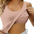 thumbnail image 1 of SHITINN Womens Tank Tops with Built In Bras 2025 Summer Casual Crew Neck Sleeveless Camisole Plus Size Padded Workout Tops Backless Tops for Women Crop Workout Tee High Neck Top Women Push up Top, 1 of 3