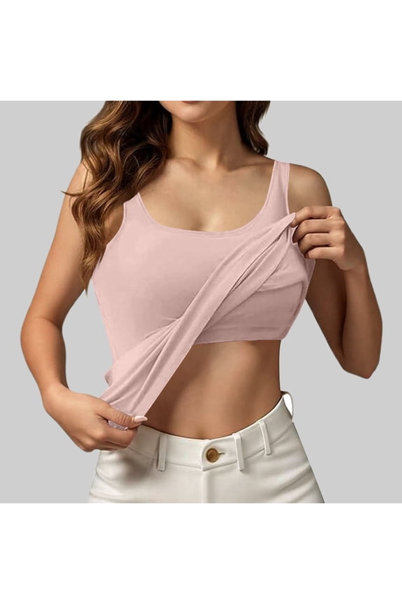 Womens Tank Tops with Built In Bras 2025 Summer Casual Crew Neck Sleeveless Camisole Plus Size Padded Workout Tops Lace Top Women Adjustable Tops for Women Pack 4x Workout Clothes for Women