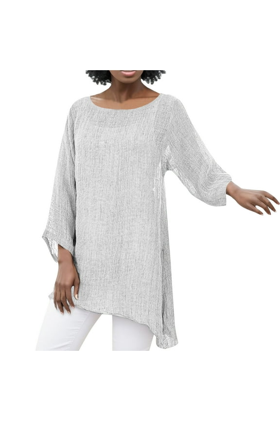 Womens Tops Trendy Women Plus Size Long Sleeve Irregular Hem Baggy Blouse Shirt Ladies Summer Tunic Tops Womens Short Sleeve Blouses Summer Tops for Women