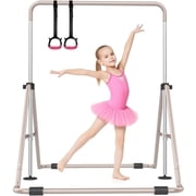 Tepemccu Gymnastics Bar for Kids, Foldable Gymnastic Bar with 5 Adjustable Height, Expandable Training Equipment for Indoor/Outdoor