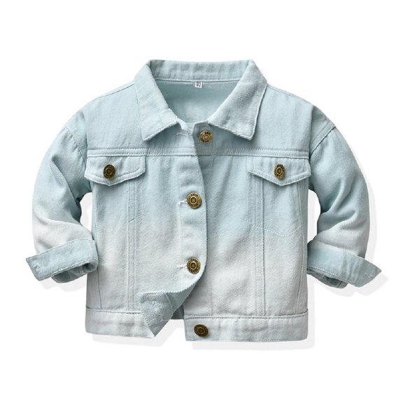 SHIWEN 3M-10Y Girls Boys Denim Jacket for Kids Baby Spring Fall Button down Jean Jacket Toddler Gradient Color Short Denim Jacket Coat