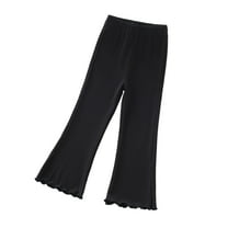 SHIWEN Baby Kids Girls Ribbed Leggings Cotton Ruffle Flared Pants Spring Girls Fall Elastic Waist Bell Bottoms for 3-12 Years