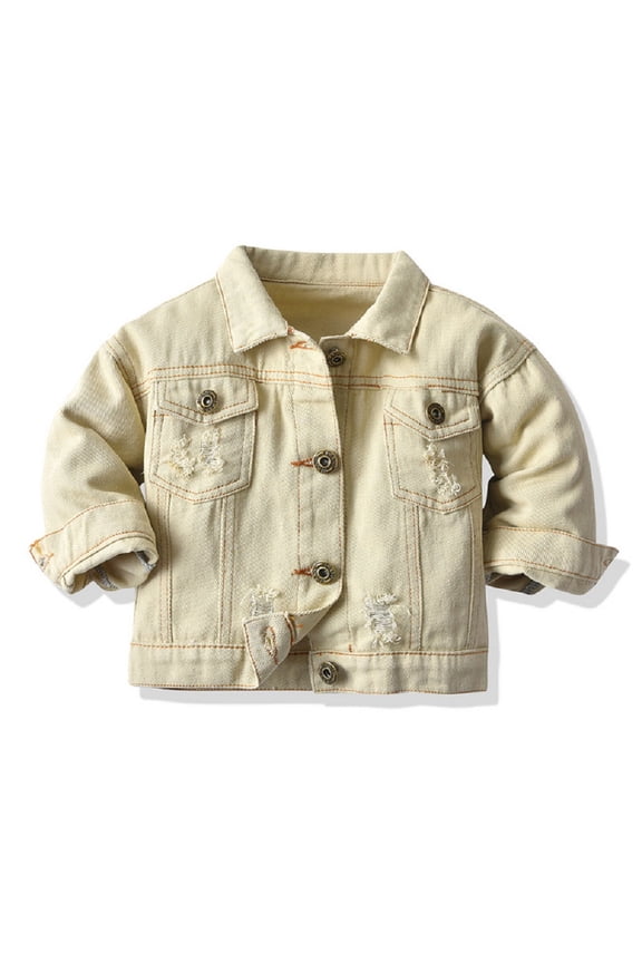 Kids Toddler Baby Denim Jacket for Boys Girls Lapel Jeans Coats Spring Fall Casual Outwear 3M -6T