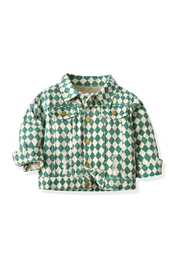 Kids Toddler Baby Print Denim Jacket for Girls Boys Button Jean Jacket Coat Spring Fall Outwear 3M - 6Y