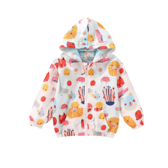 SHIWEN Kids Toddler Hooded Rain Jacket Lightweight Coats for Girls Print Water-Resistant Jacket for Spring Summer 3-8T
