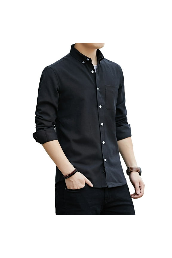 Long Sleeve Oxford Shirts for Men's Button down Shirts, Mens Slim Solid Color Blouses M-5XL