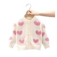 thumbnail image 1 of SHIWEN Toddler Baby Girls Cardigan Sweater Button Knit Jacket Kids Pearl Love Fall Winter Sweater Coat Size 0 - 6T, 1 of 10