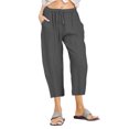 thumbnail image 1 of XBASW Women's Summer Pants Casual Trouser with Pockets Cotton Linen Drawstring Capris Pants for Women's S-3 XL, 1 of 12
