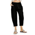 thumbnail image 1 of XBASW Women's Summer Pants Casual Trouser with Pockets Cotton Linen Drawstring Capris Pants for Women's S-3 XL, 1 of 12