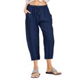 thumbnail image 1 of XBASW Women's Summer Pants Casual Trouser with Pockets Cotton Linen Drawstring Capris Pants for Women's S-3 XL, 1 of 12