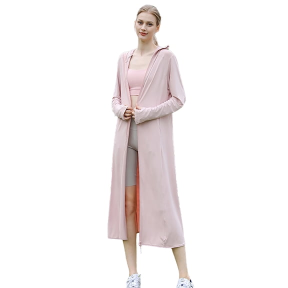 SHIWEN Women's UPF50+ Sun Protection Jacket Summer Long Sunsuits Beach Dresses Lightweight Silk Swimsuit Rashguard L-XL