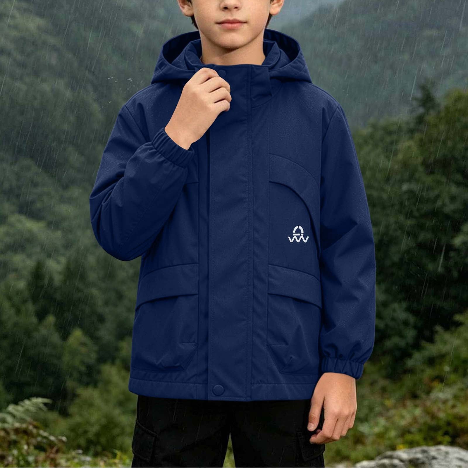 SHIXINCHIL Boys Waterproof Jackets Kids Lightweight Full Zip Hooded ...