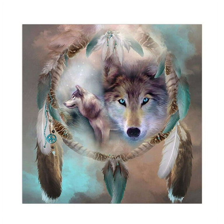 1 Set 30x40cm Diamond Painting Canvas With Acrylic Animal Wolf Pattern For  Diy Home Decoration